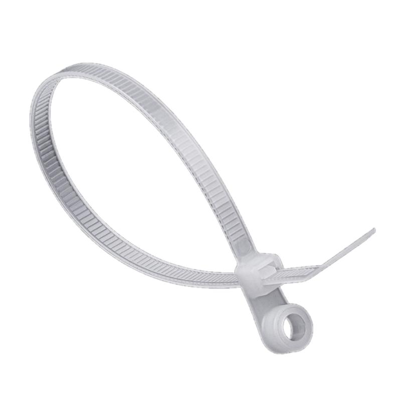 100PCS Automatic Locking Nylon Cable Tie Buckles 18kg Capacity Black White with Screw Mounts for Secure Cord Management