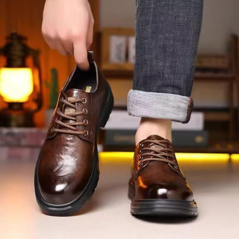 Low-top Martin Shoes Men's Spring and Autumn Leather Surface Retro Business Leather Shoes Casual Soft Sole Big Head Tooling Shoes