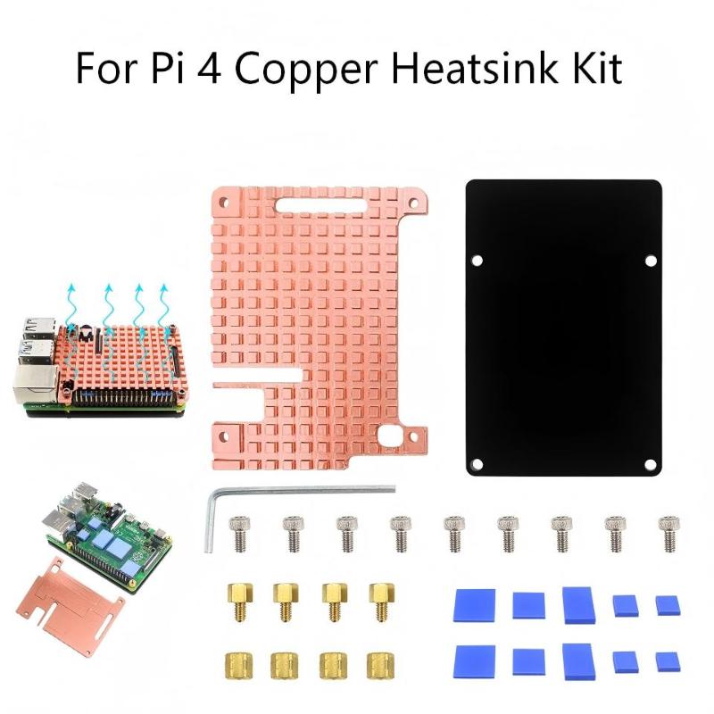 For Raspberry Pi 4 Pure Copper Heatsink Protective Case Passive Cooling Shield For Pi 4B Mod Metal Outer Shell Kit
