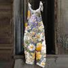 Women's Romper Print Casual Loose Cotton Linen Overalls