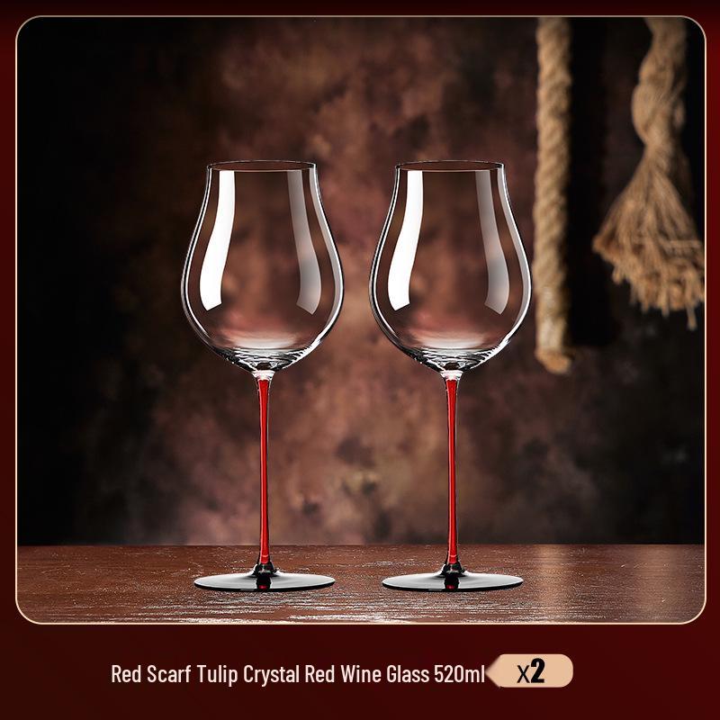 Elegant Handmade Tulip Red Wine Glasses & Decanter Set for Tasting