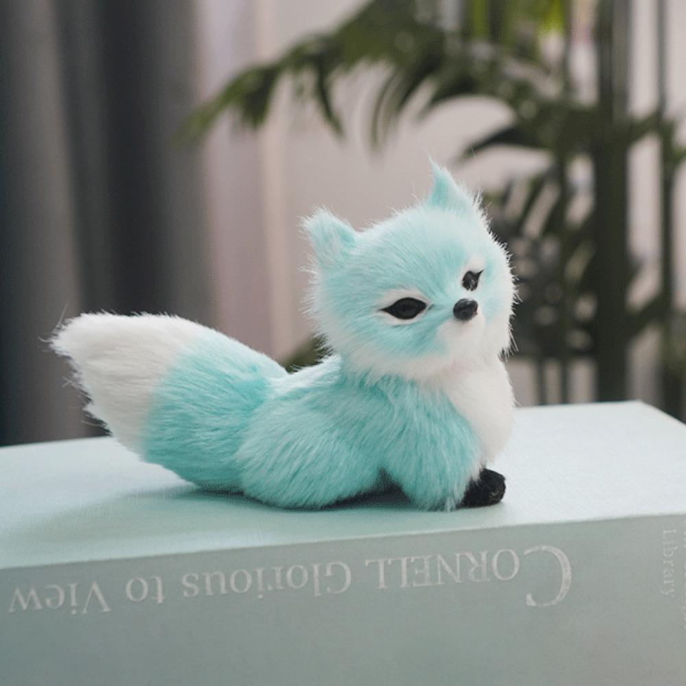 

Squatting Simulation Animal Soft Plush Stuffed Fox Doll Soft Mini Plush Simulation Fox Kids Gift синій