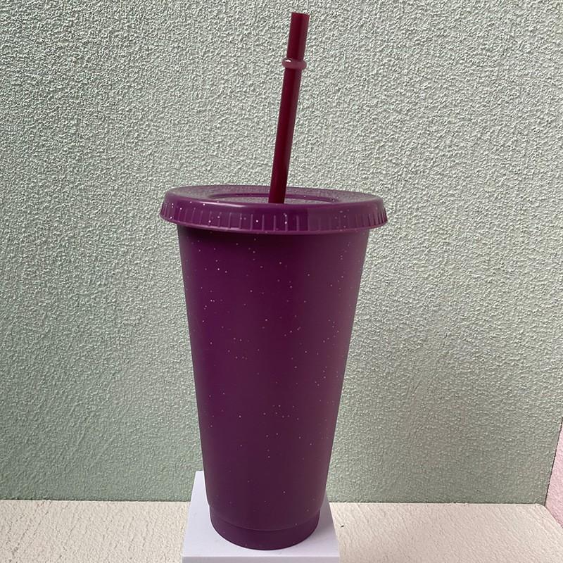 710ml Reusable Plastic Tumbler With Straw Colorful Large Capacity Cup Iced Coffee Smoothie Bubble Tea