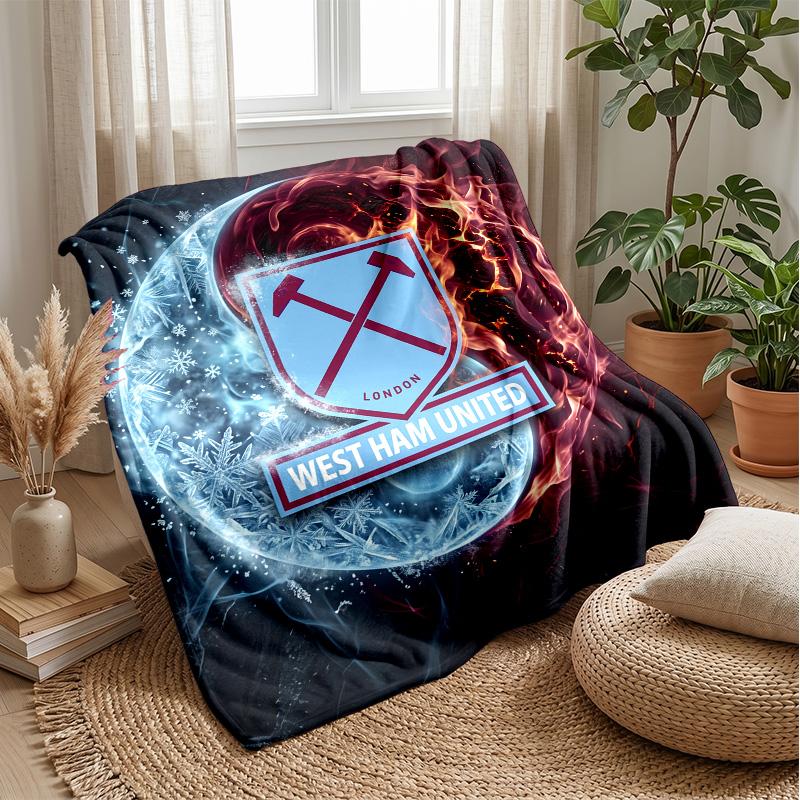 Coperta in Flanella con Stampa West Ham United, Morbida Calda Leggera Coperta da Divano Letto Campeggio