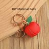 Persimmon DIY Material Package Keyring Pear Leather Keychain Trendy Fruit Bag Pendant  Women