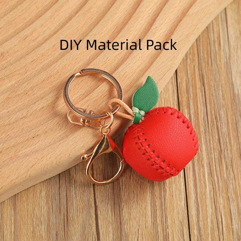 Pear Fruit Bag Pendant Cute Leather Keychain Lovely DIY Material Package Keyring  Women
