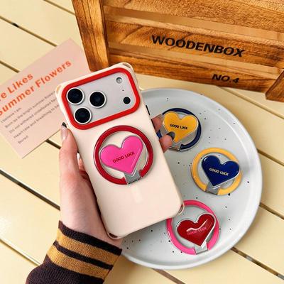 Korean-Style Colorful Heart Magsafe-Compatible Magnetic Phone Folding Alloy Stand
