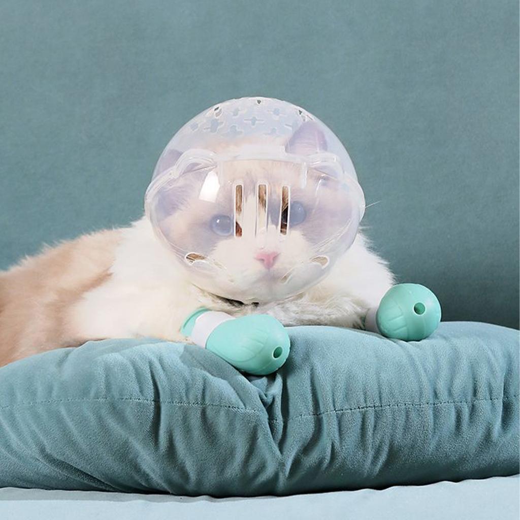 Cat Helmet For Grooming Transparent Head Cover Adjustable Kitten Astronaut Helmet Shaving Pet Tools Guard Muzzle Chewing For Cat