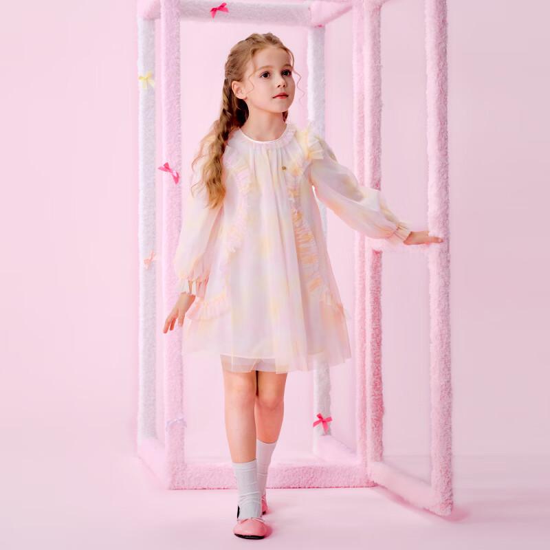 PawinPaw Girls' Cartoon Bear Mesh A-Line Dress