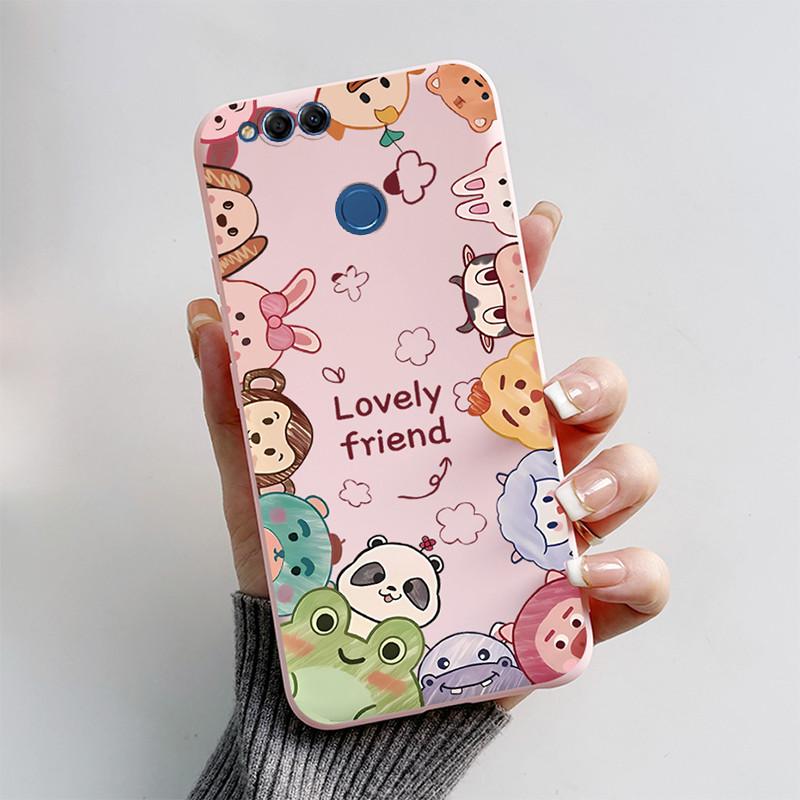 For Honor 7X Case Matte Cover Honor7X 7 X Soft Silicone Cute Cat Cartoon Case For Huawei Honor 7X BND-L21 BND-L22 BND-L24 Coque