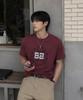 MOZMOZ Two Eight Pigment Crop Short Sleeve T-Shirt Burgundy