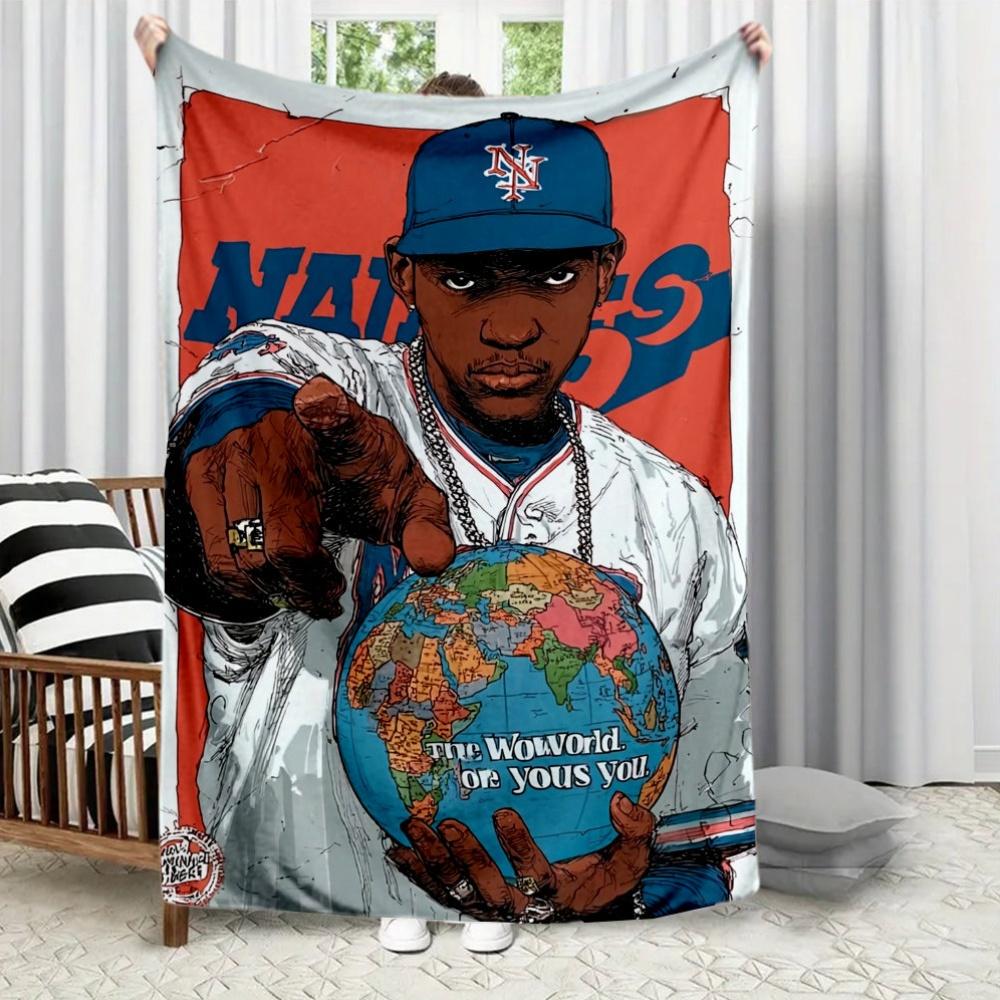 

Retro hip-hop music pattern Flannel printed blanket suitable for all seasons suitable for living room office sofa and travel 75x90cm