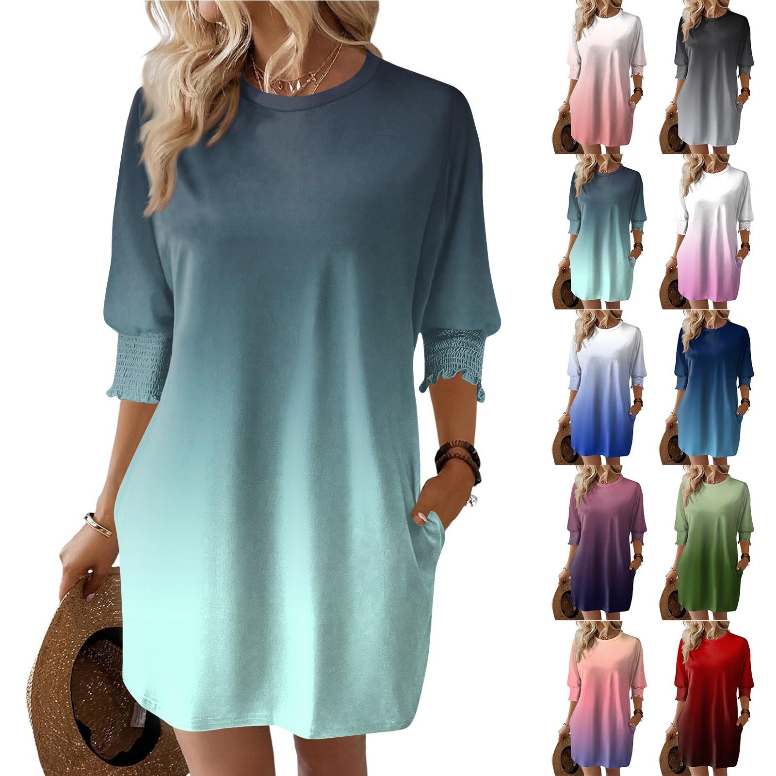 

Women s Fashionable Gradient Printing Loose Dress S