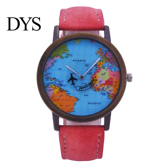 Creative World Map Plane Ceas de mână unisex Pointer Quartz No Numbers Party