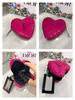 YSL Makeup Peripheral Heart‑Shaped Patent Mini Zipper Cosmetic Pouch with Wrist Strap, Portable Storage for Lipstick, Earphones, Keys