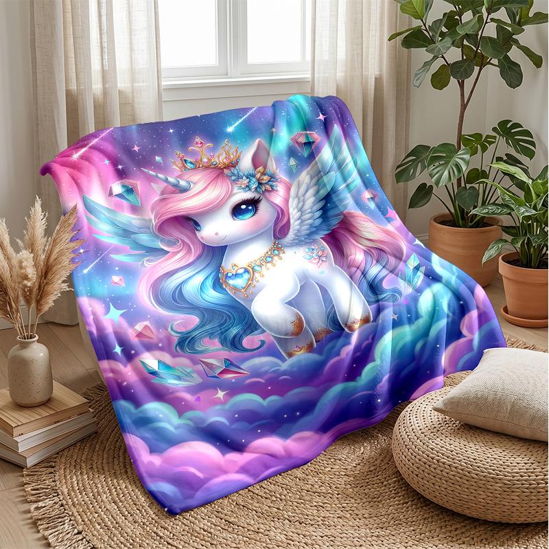 Unicorn Mermaid Cats Theme blanket Lightweight Warm Flannel Blanket Decorative Throw Blanket for Home Decoration
