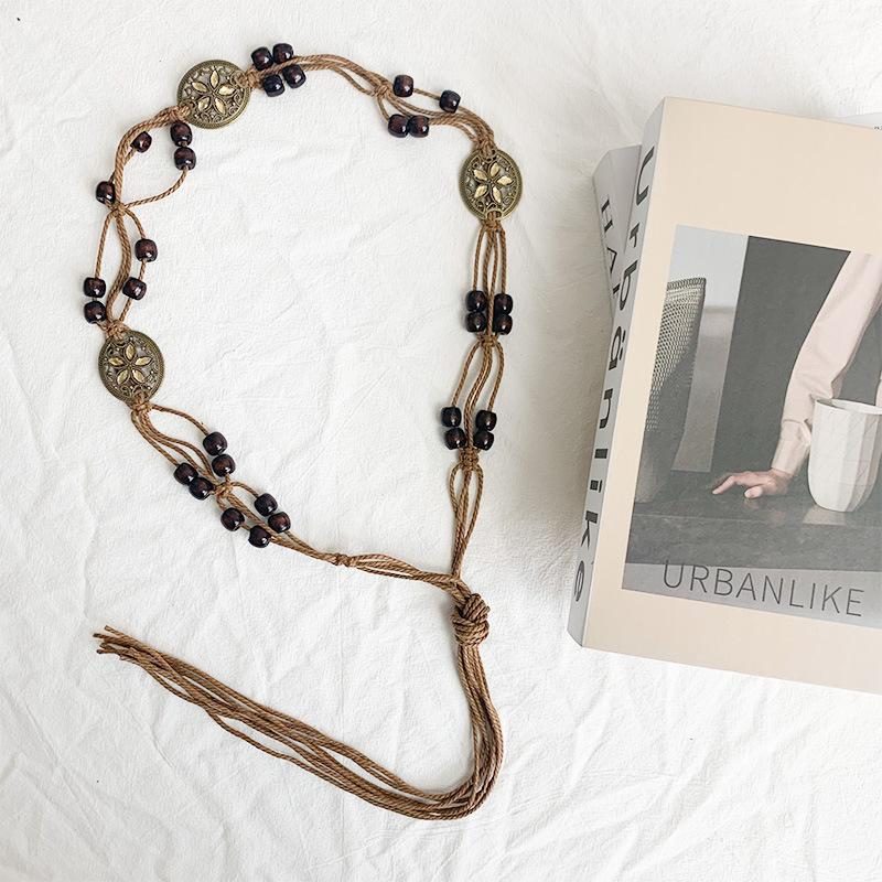 Retro Butterfly Tassel Waist Chain Y2K Trendy Bohemian Belts Summer Beach Accessories Vintage Ethnic Flower Bohemian Belt