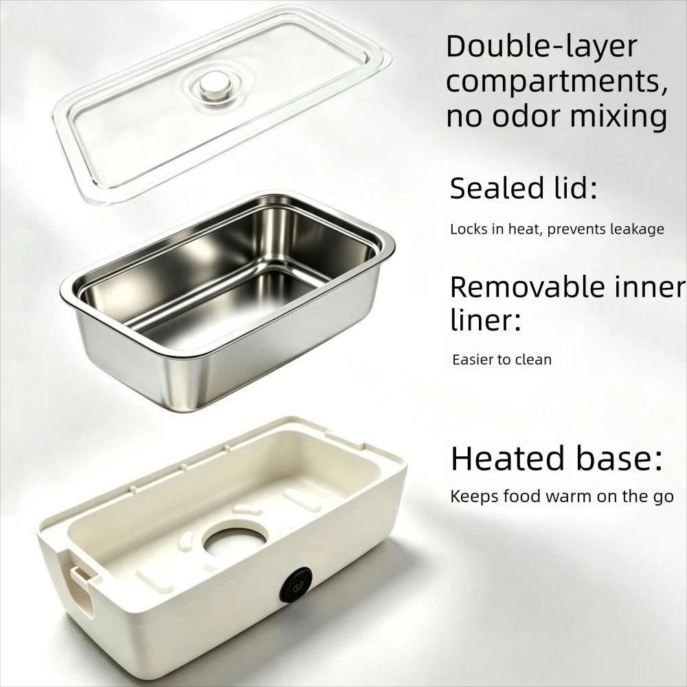 Tragbarer Reiskocher aus Edelstahl, selbstheizend, elektrische Heizbox, Speisenwärmer für Outdoor-Reisen