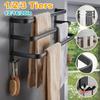 1/2/3-Tier Towel Hanger Rail Wall Mounted Towel Rack Towel Rack Bathroom Space Aluminum Black Towel Bar Rail Matte Black Towel 12/16/20Inches New