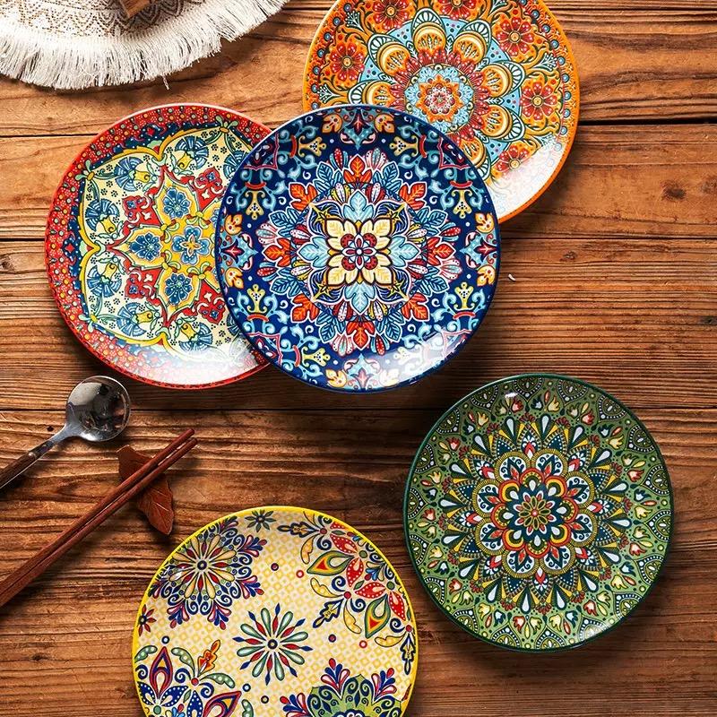 6.5in/8in/10in Ceramic Plates Egg Plate Bone Disc Western Steak Main Course Plates Shallow Flat Plates