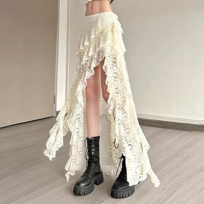 Letní trend Denní Skinny Všestranné Spodky Střapce Dámské Sukně Nepravidelný Lem Vícevrstvé Volány Krajková Mozaika Sladké Sukně