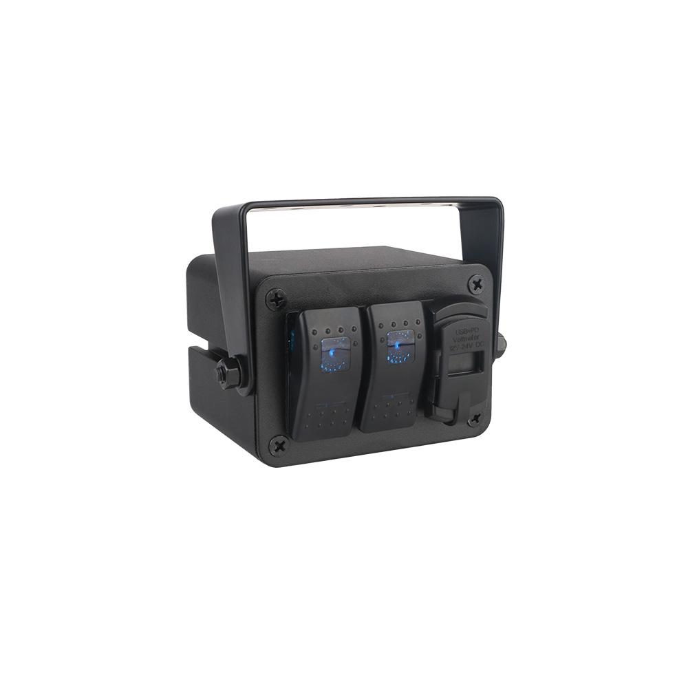 

Панель переключателей с цифровым вольтметром, наклейкой-иконкой, быстрой зарядкой PD+QC, автомобильным/морским выключателем цепи, DC 12В/24В, 2/3/4/5 клавиш