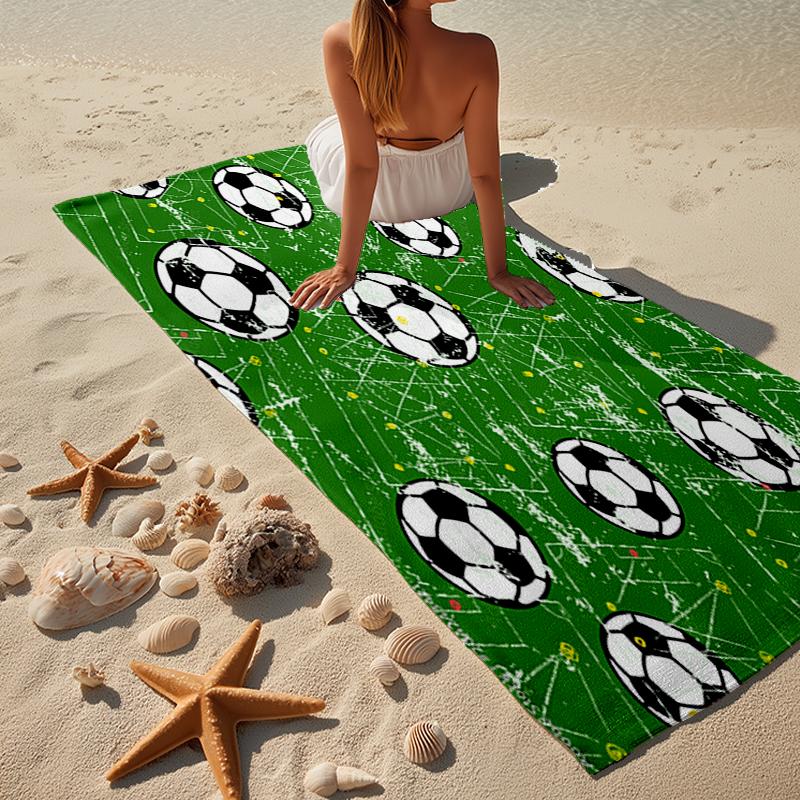 Soccer Ball Pattern Background Beach Towel, Super Soft Microfiber, Gift for Her/Him, Birthday, for Pool, Beach, Travel, Home Decor Fan Gifts