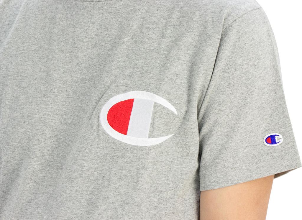 Champion Short Sleeve Classic Jock Big C Logo Oxford Size S Men's T-Shirt, Tag, Embroidery, Gray, (C3-F362)