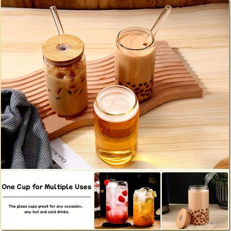16oz Isoleret BPA-fri Glas Drikkevare Sæt med Låg & Sugerør - Nem at Rengøre Multipurpose Genanvendelig - 4 stk