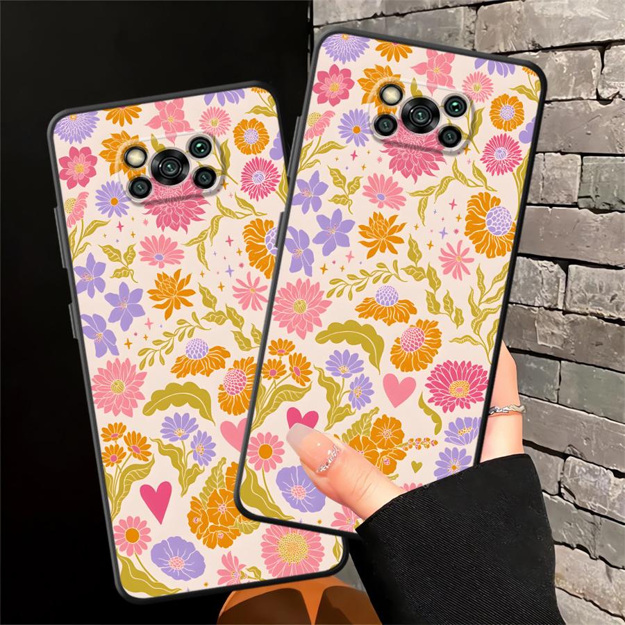 Cartoon Blume Kunst Hülle Handyhülle Case für Xiaomi Poco F8 F3 C61 X3 X4 X5 X7 Pro F1 C75 M3 M4 M7 M5 C50 C71