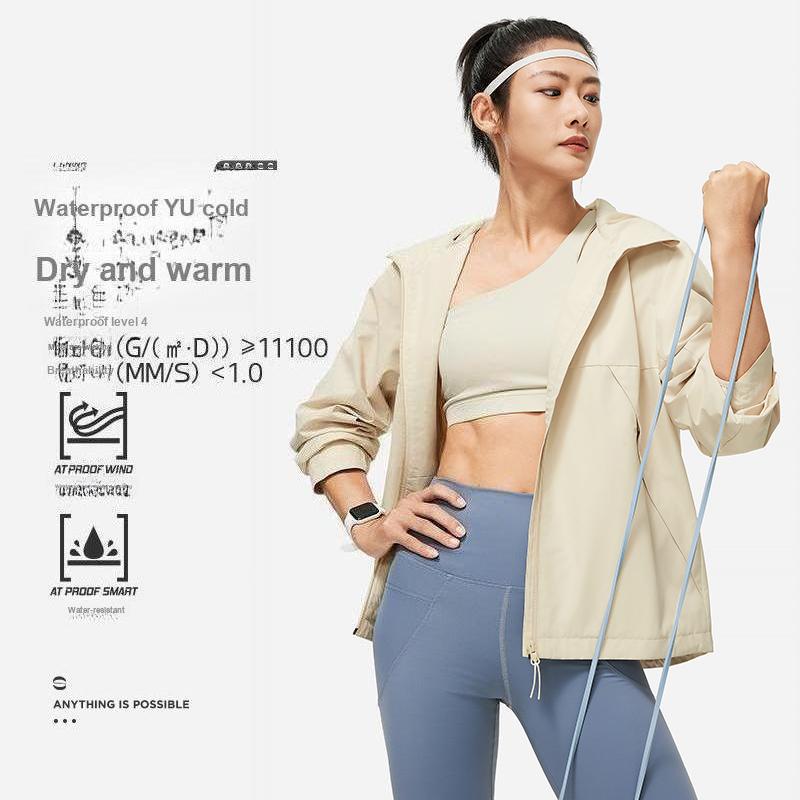 Li-Ning Fitness Series Solid Color Hooded Windbreaker Women Outerwear Gravel-Gray AFDU080-1