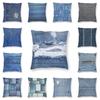 Ripped Denim Texture Cushion Cover 40x40 Home Decor Decoration Blue Jeans Pattern Pillow Case Throw Pillow for Living Room