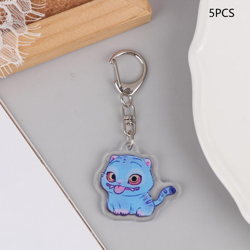 5Pcs Cartoon Huntrix Saja Boys Derpy Tiger Acrylic Keychains Ring Double-Sided Key Chain Jewelry Demon Hunters Love Gifts