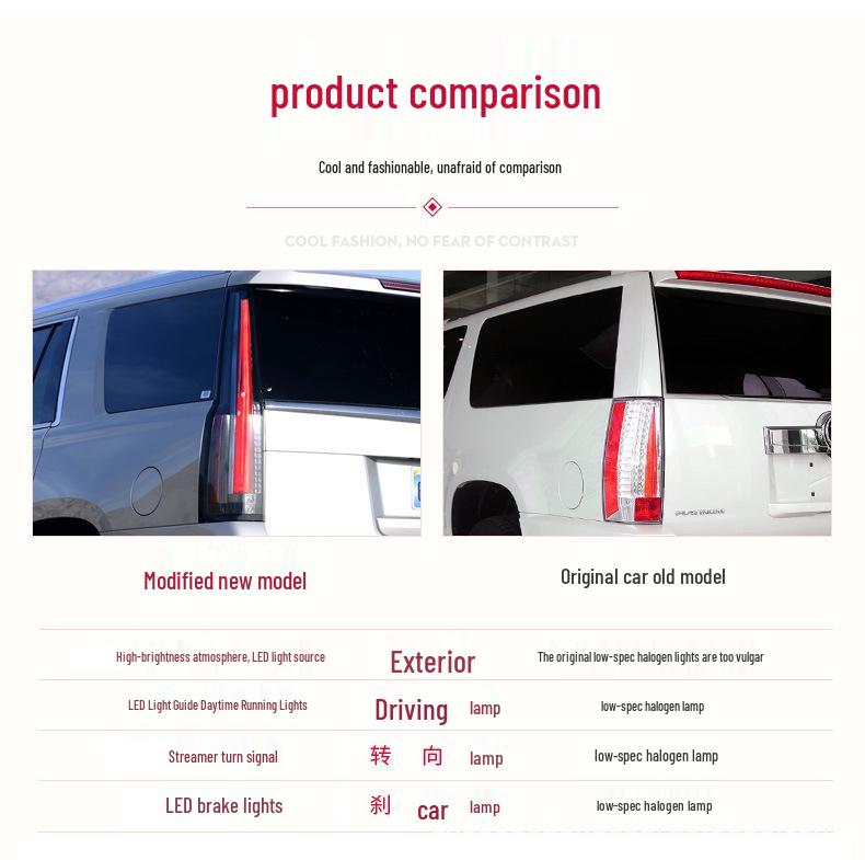 LED Taillight Assembly for 07-14 Cadillac Escalade: US and Chinese Standard Versions