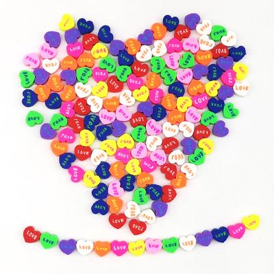 100Pcs Cute Soft Ceramic Beads Heart Flower Loose Beads Multicolor Mixed Color Handmade Jewelry Findings DIY For Jewelry Accessories Charms