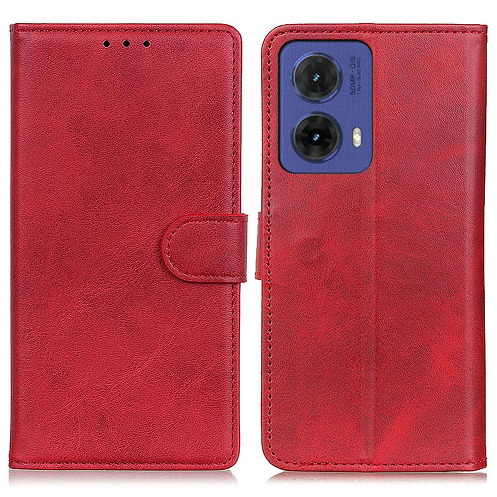 

For Motorola Moto G85 5G/S50 Neo 5G Case Folio Stand View Leather Phone Cover Cowhide Texture Red