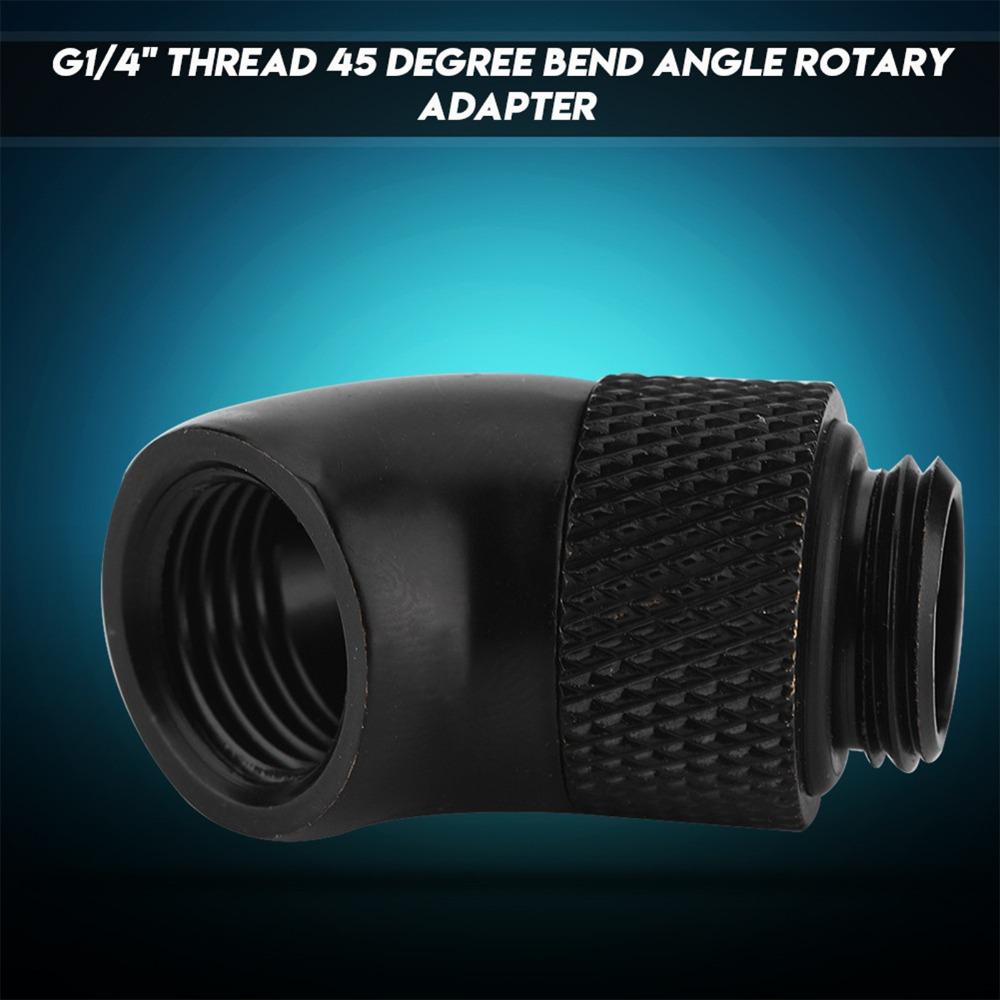 2PCS Black Thread Adapter G1/4 Thread 45 Degree Bend Fitting Water Cooling Loop