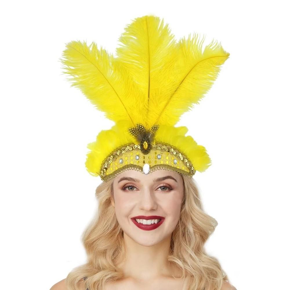 Stage Performance Feather Headpiece Colorful Feather Headdress Showgirl Headband  Carnival Events
