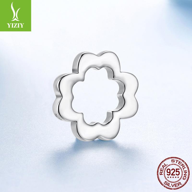 Simple And Versatile S925 Sterling Silver Lucky Grass Beaded, Classic And Fashionable Four-Leaf Clover Diy Jewelry Accessories