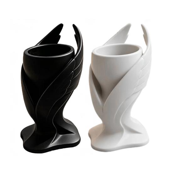 3D Printed Angel Wing Planter Pot, Mini Decorative Succulents Pot, Palm-Sized Desktop Flowerpot for Home Office Small Plants Pen Holder Gift