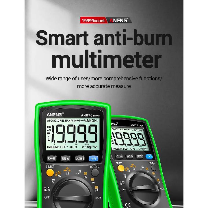 ANENG AN870 Multimeter 19999 Counting LCD Backlight Display On/Off Beep Automatic Shutdown Anti fall Electrical Multi meter