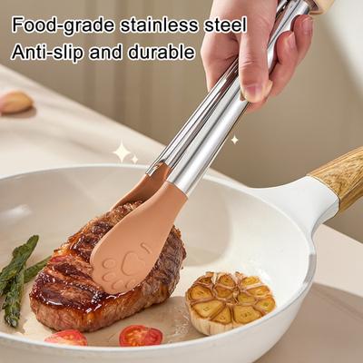Silicone Food Tongs Resistant Non-Slip for BBQ Salad Grill Cooking Clip Clamp High Temperature