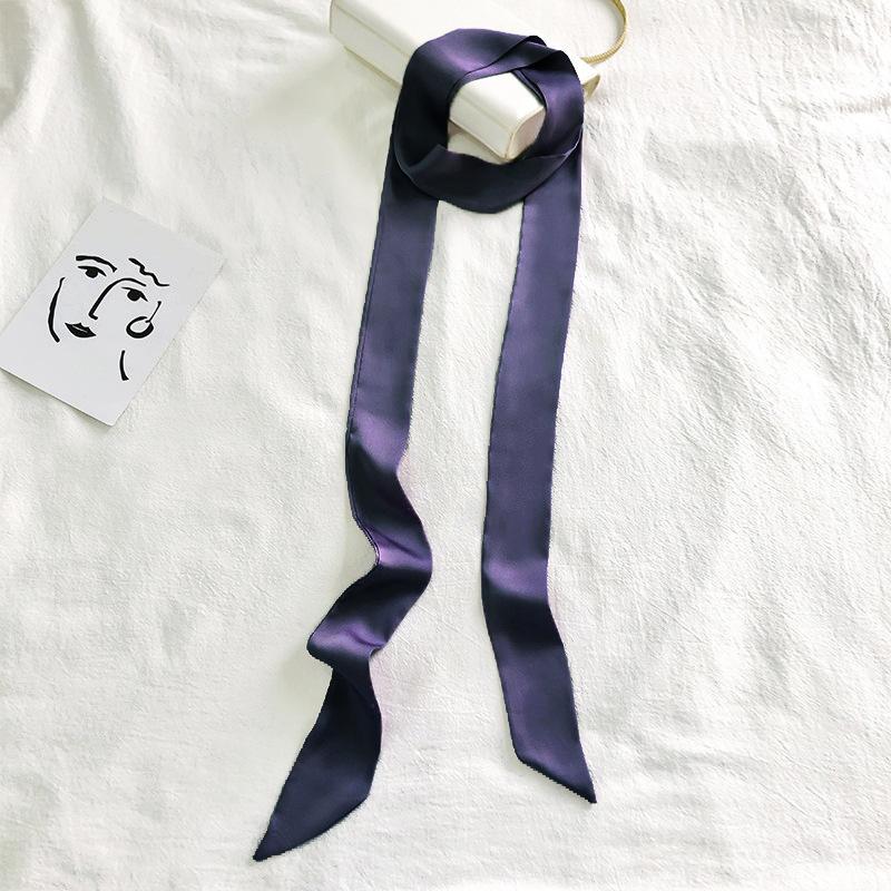 Sciarpa di seta a tinta unita, lunga, piccola, nastro, legata alla maniglia della borsa, sciarpa di seta legata ai capelli, nastro piccolo, sciarpa decorativa, fascia per capelli, colletto