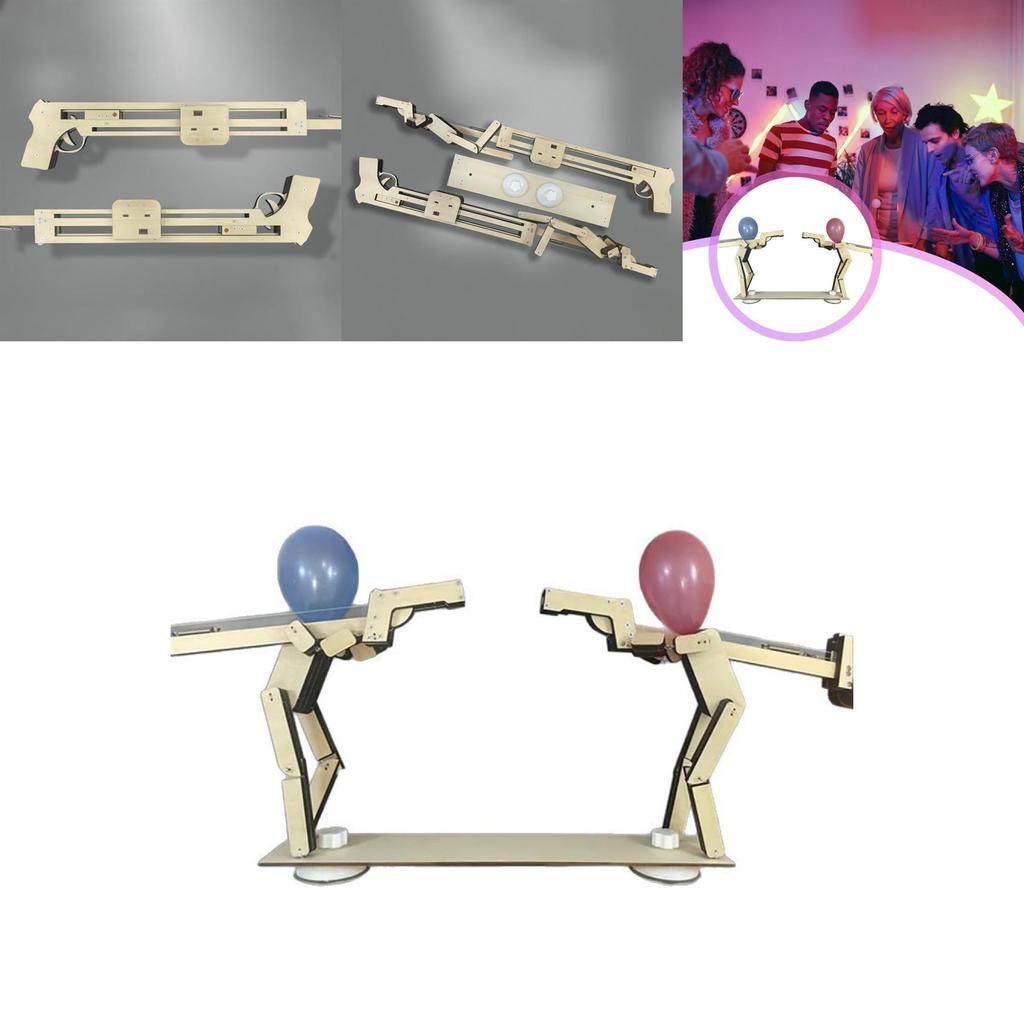 Manual Assembly Wooden Shooting Puppets Balloon Game Children Toys Set For Kids Birthday Gifts And Family Fun
