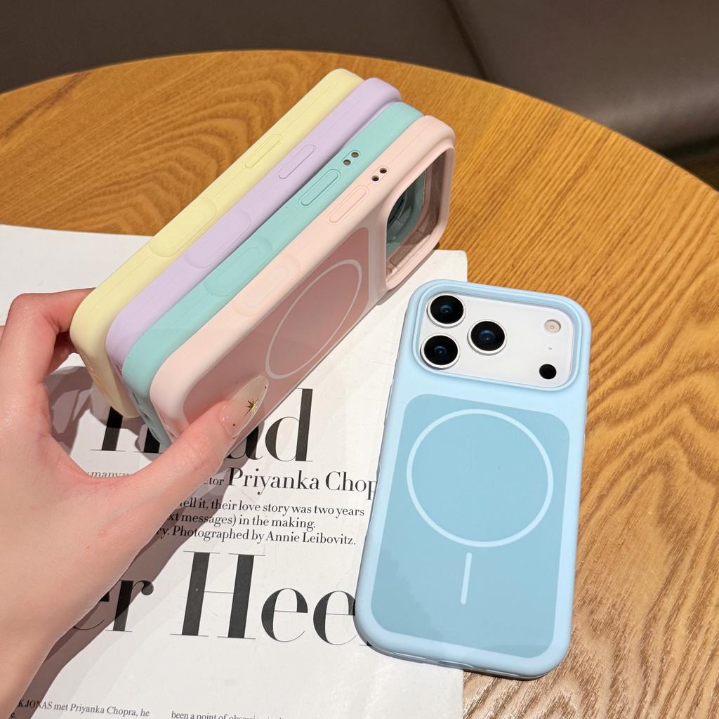 Luxury Hit Color Liquid Silicone Soft Phone Case For iPhone 17 Air 16 15 14 13 Pro Max Plus For MagSafe Charge Magnetic Cover