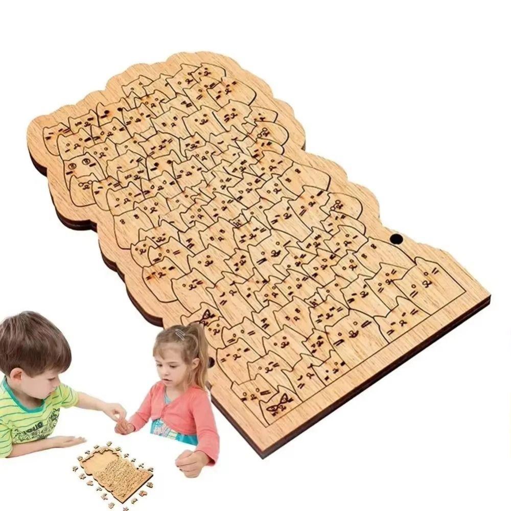 Cat Shape Hundred Cat Puzzle Challenging Animal Puzzle Unique Wooden Jigsaw  Kids Toy