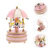 Vintage Wooden Rotating Music Box Carousel Wind Up Decorative Miniature Desktop Classic Mechanical Wooden Mechanism
