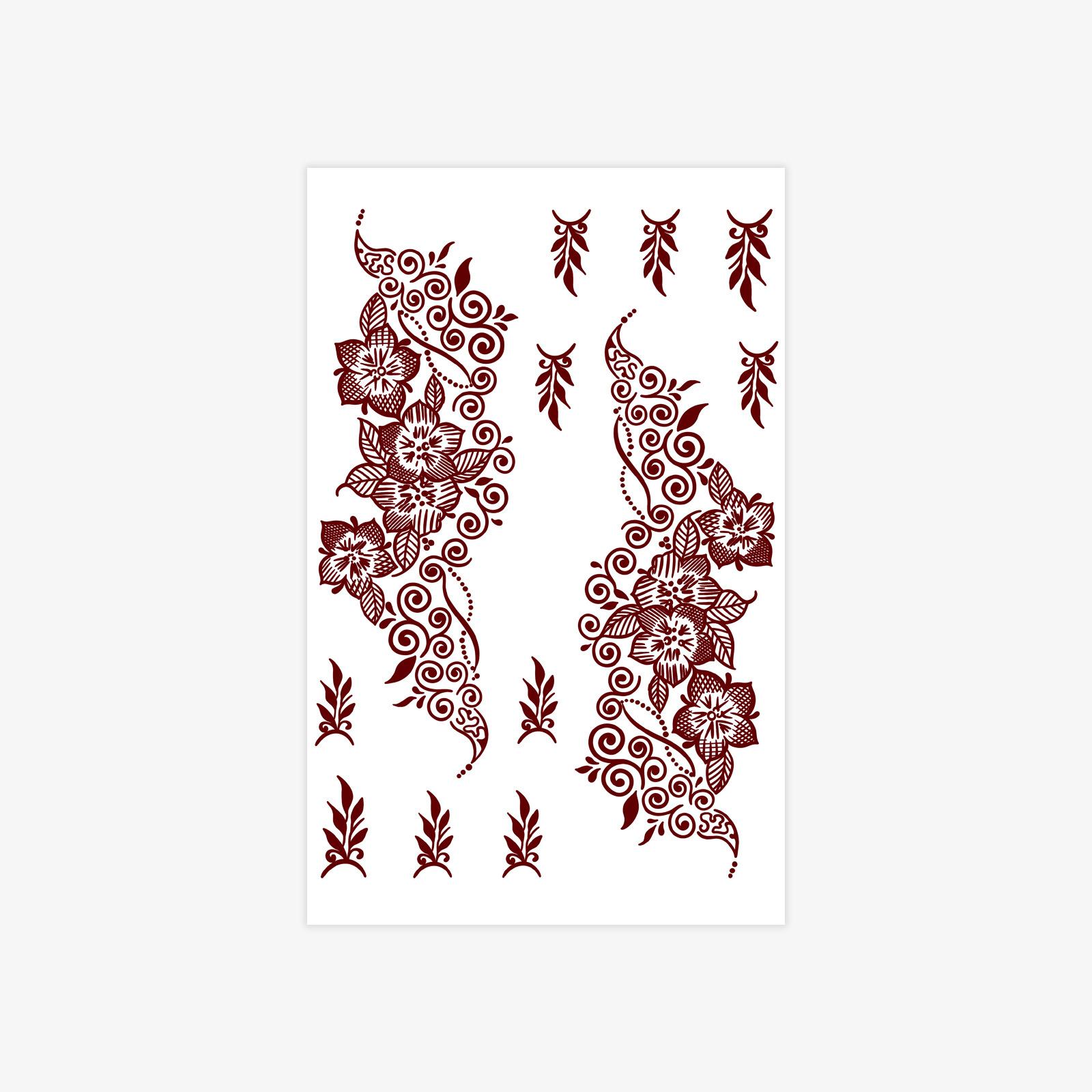 Tattoo Sticker Dark Red Flower Totem Waterproof Female Tattoo Sticker On The Back Of The Hand 12*19