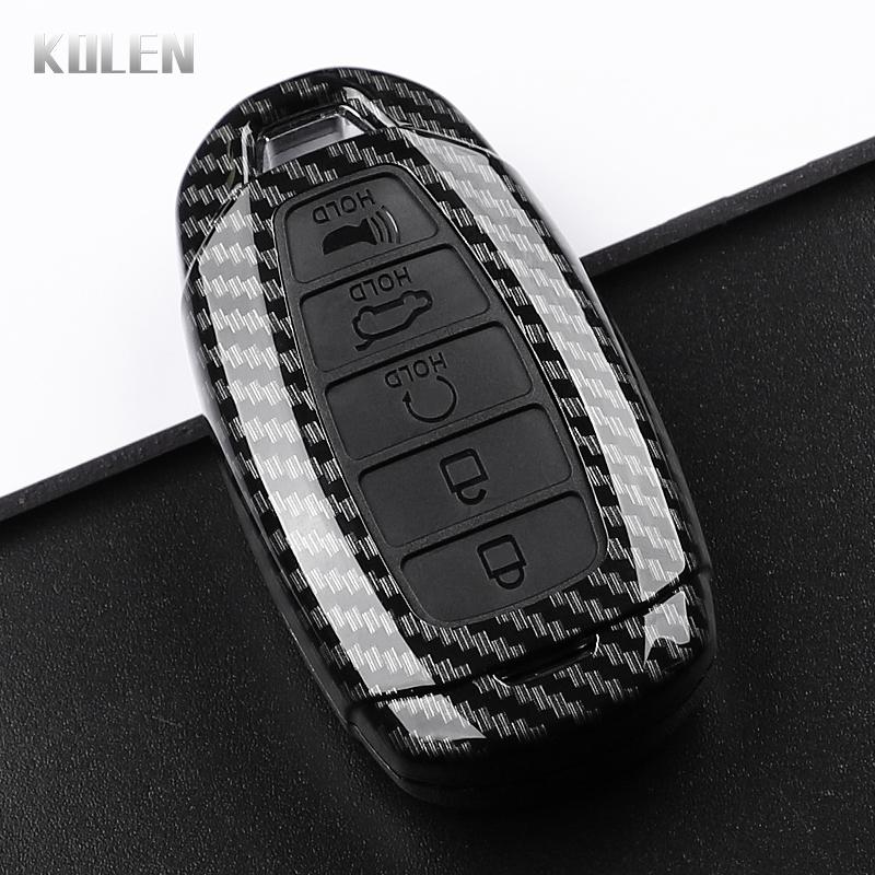 

Abs Carbon Fiber Style Car Key Case Cover For Hyundai I30 Ix35 Kona Encino Solaris Azera Grandeur Ig Accent Santa Fe Palisade Q27927QQ-