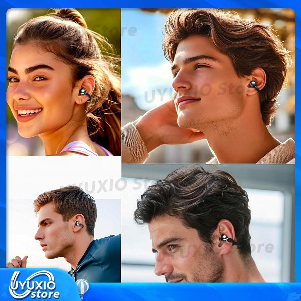 Clip on Wireless Earphone BT 5.4 OWS Earbuds with 72H Play Time Long-Battery Life Ear Buds IP56 Waterproof Headphone for